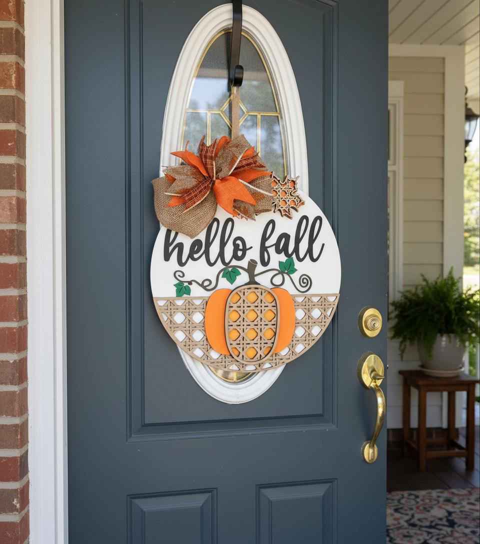 Hello Fall Pumpkin Door Hanger – 16”