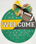 Welcome Football Door Hanger – 16" Layered Wood Décor