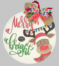 Merry & Bright Reindeer Christmas Door Hanger – 16" Layered Wood Décor