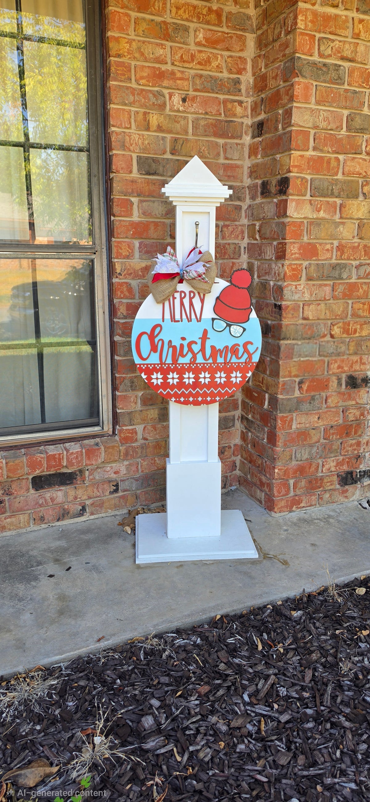 Merry Christmas Winter Hat Door Hanger – 16" Layered Wood Décor
