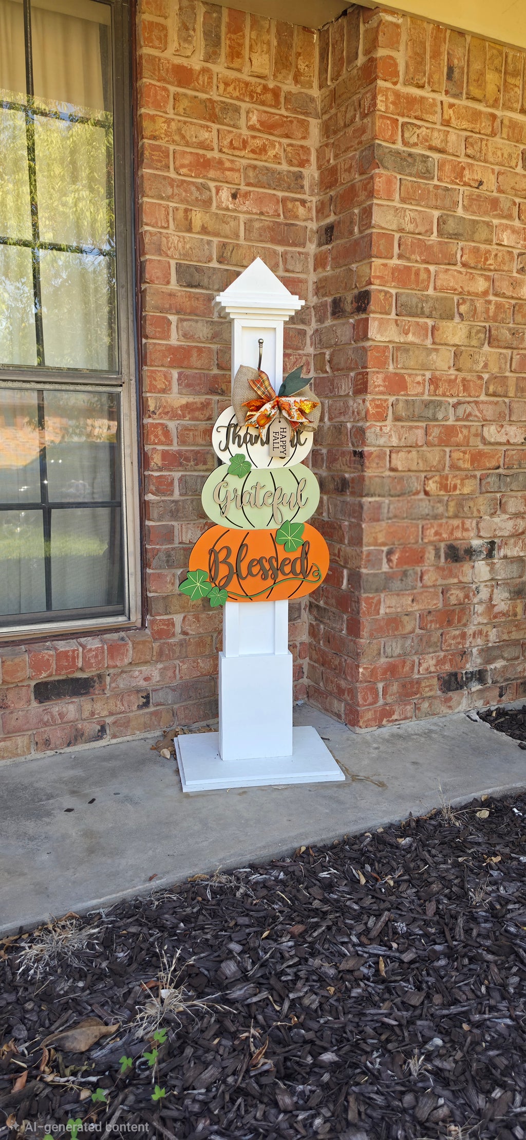 Thankful Grateful Blessed Stacked Pumpkin Door Hanger – Layered Wood Décor