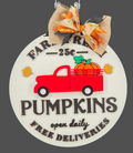 Pumpkin Farm Vintage Truck Fall Door Hanger – 16" Layered Wood Décor