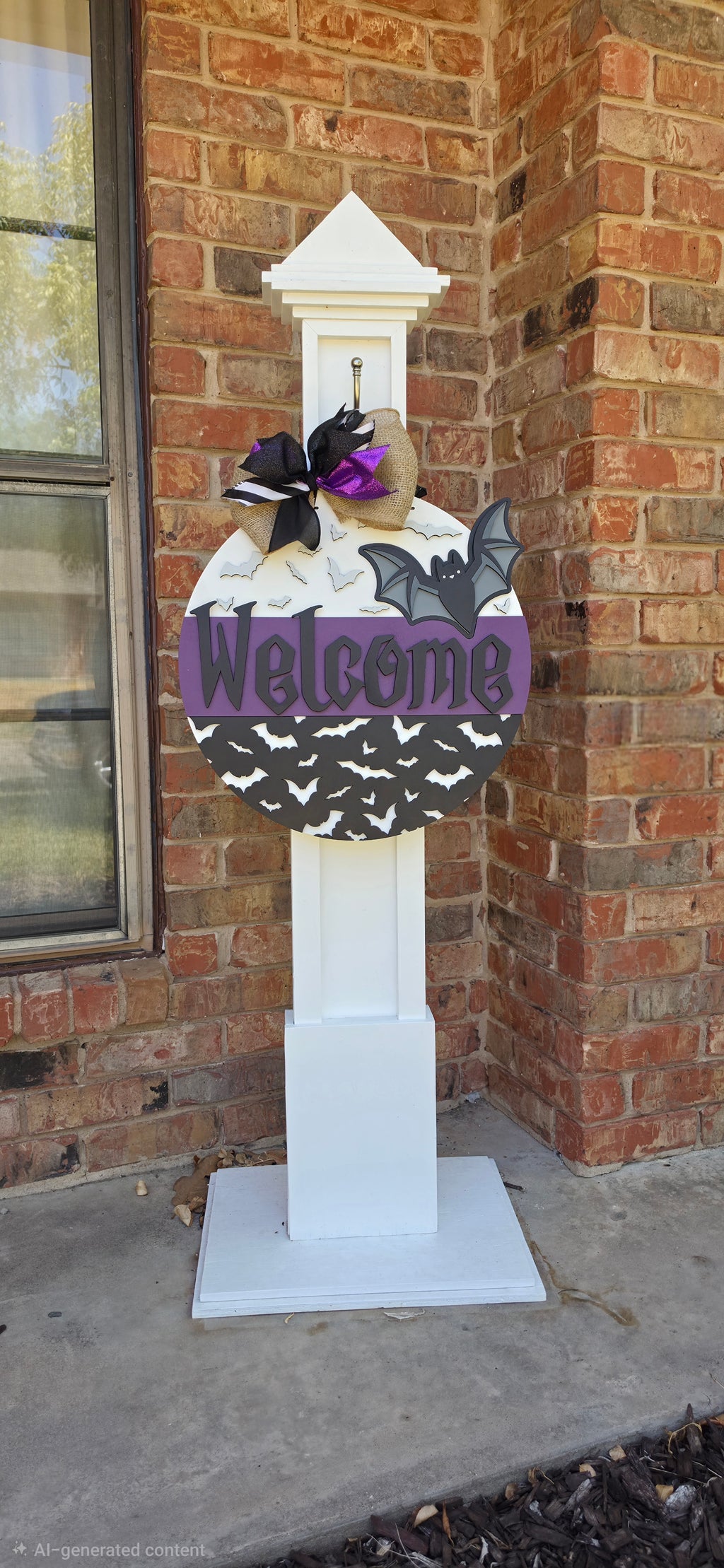 Welcome Bats Halloween Door Hanger – 16" Layered Wood Décor