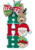 Ho Ho Ho Santa Reindeer Elf Christmas Door Hanger – Layered Wood Décor