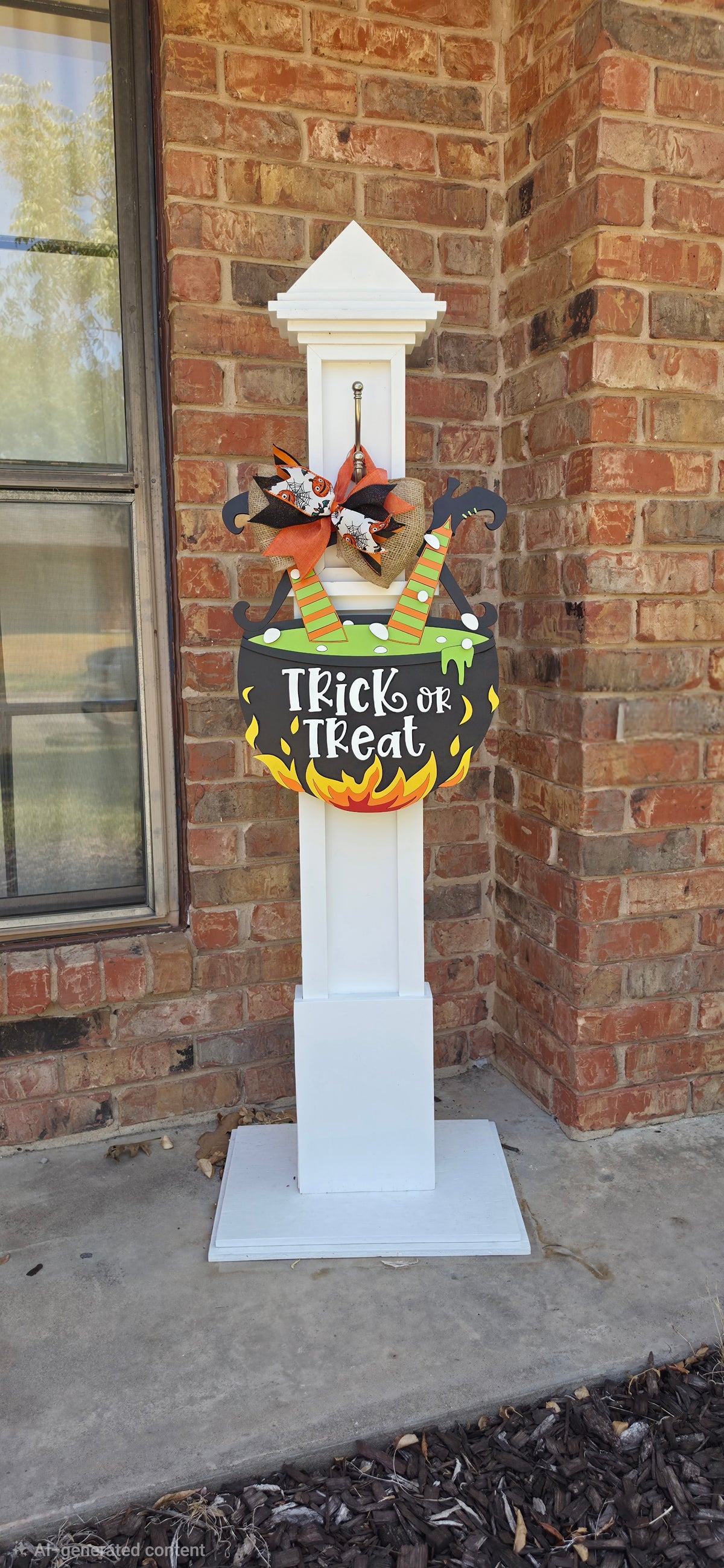 Trick or Treat Witch Cauldron Halloween Door Hanger – 16" Layered Wood Décor