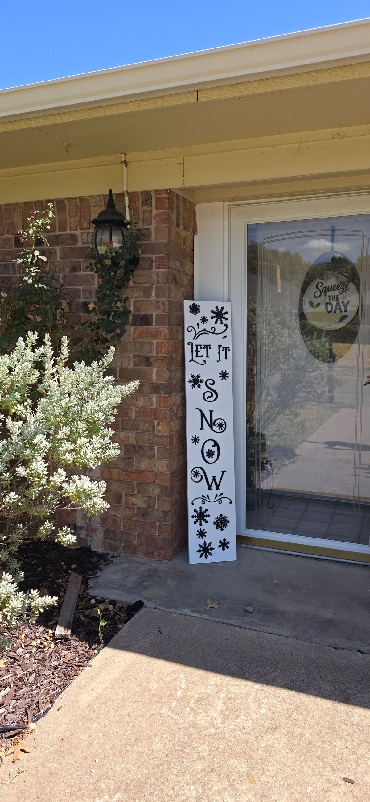 Let It Snow Christmas Porch Lean – 12" x 60" Layered Wood Décor
