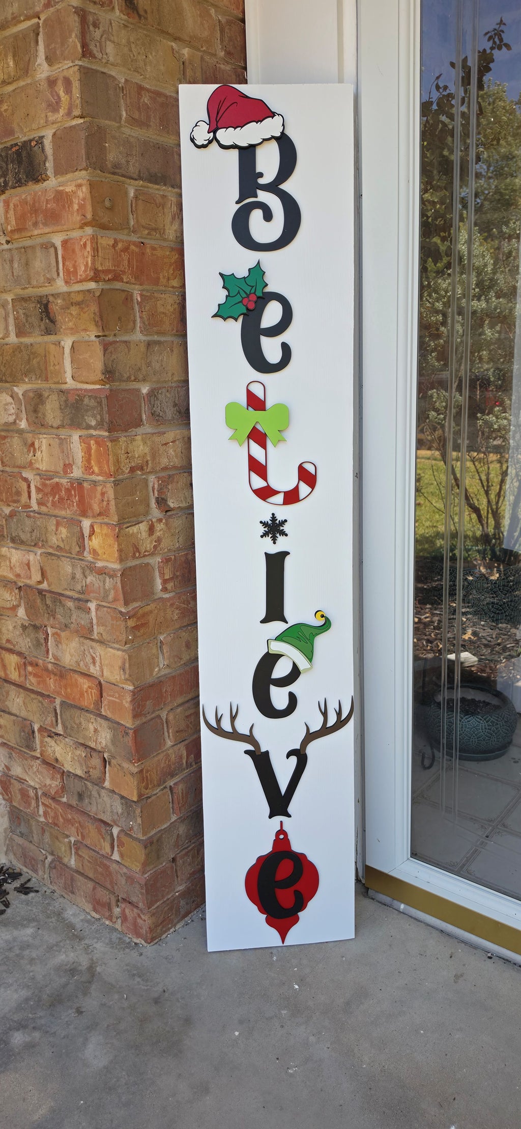 Believe Christmas Porch Lean – 12" x 60" Layered Wood Décor