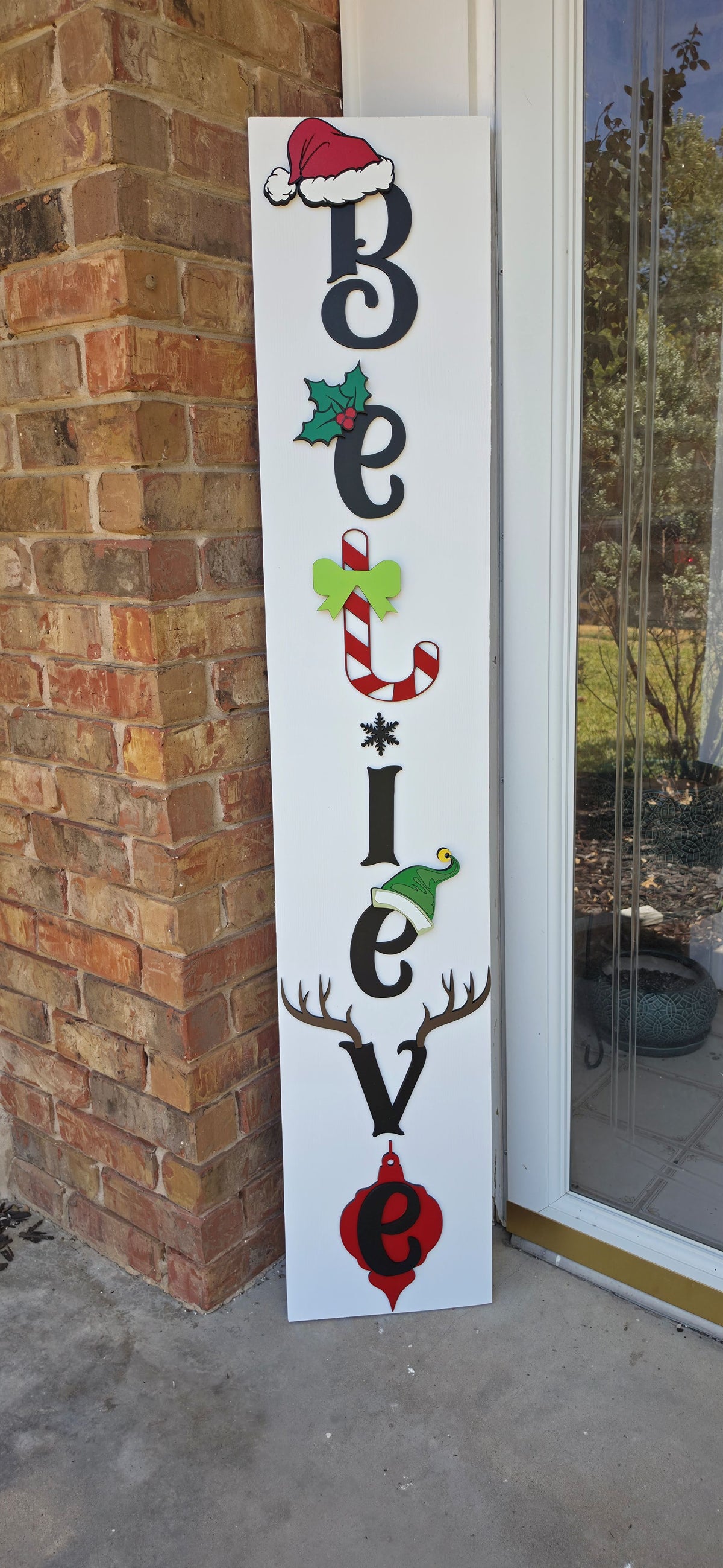 Believe Christmas Porch Lean – 12" x 60" Layered Wood Décor