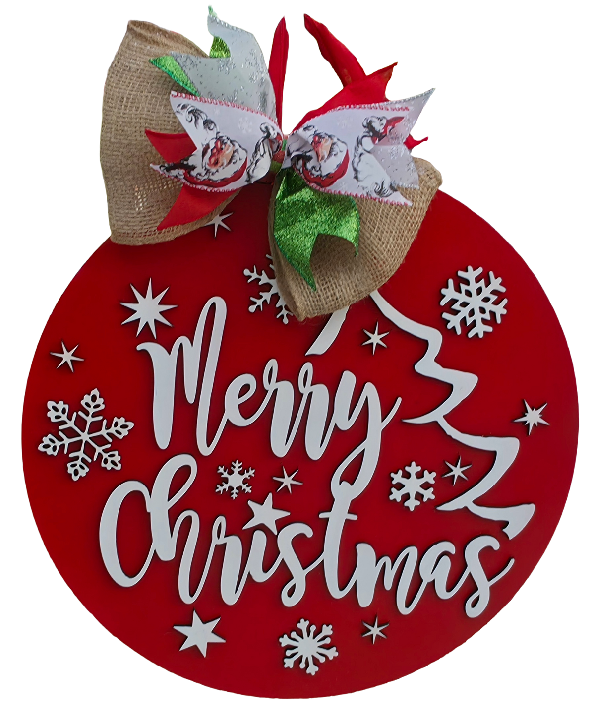Merry Christmas Red & White Door Hanger