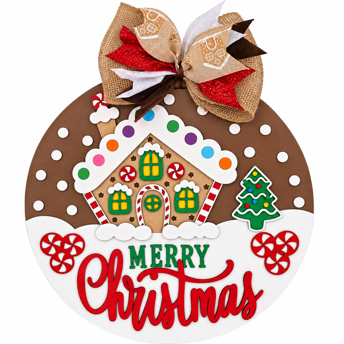 Gingerbread House Christmas Door Hanger – 16"